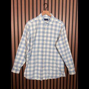 Proper Cloth Dress Shirt Large / XL Men’s Blue Long Sleeve Check Plaid Button Up